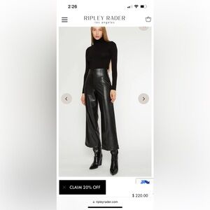 Ripley Rader Vegan Leather Cropped Pants Size 3/M